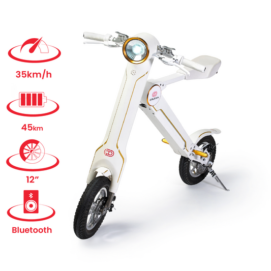 The Cruzaa PRO Electric Scooter - 45km Range & 35kmh Top Speed Cruzaa Built in Bluetooth & Speakers +USB - Racing White