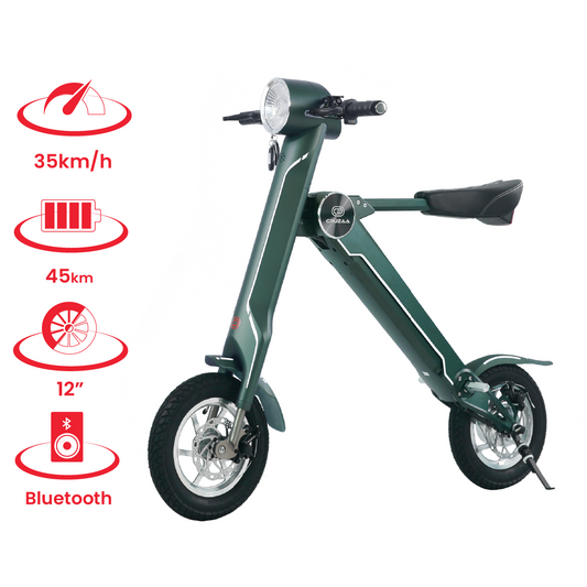 The Limited Ediotion Cruzaa Electric Scooter - 45km Range & 35kmh Top Speed Cruzaa Built in Bluetooth & Speakers +USB - Magno Green