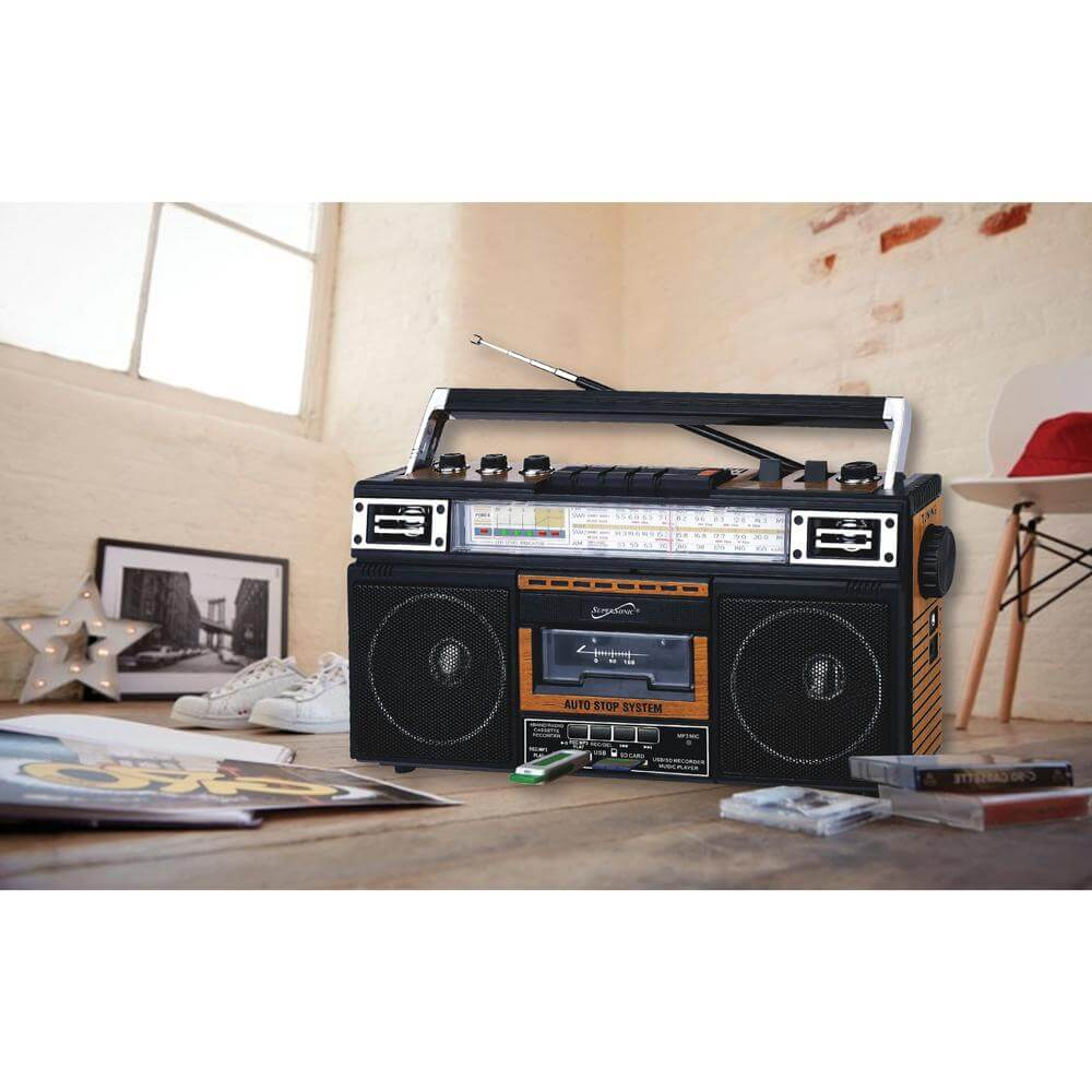 Supersonic 4 Band Bluetooth Radio & Cassette Player + Cassette To Mp3 Converter