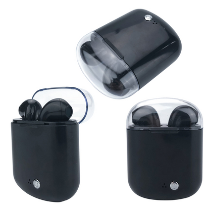 Clear Top Dual Chamber Wireless Bluetooth Earphones With Charging Box