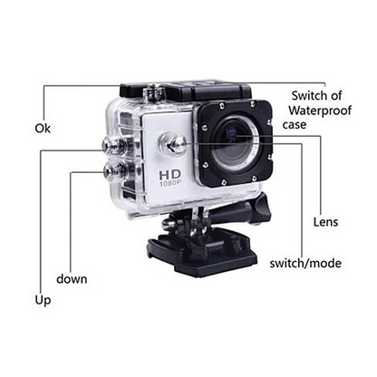 All PRO Action Sports Camera With 1080P HD And WiFi 18 PCS Of Accessory Included