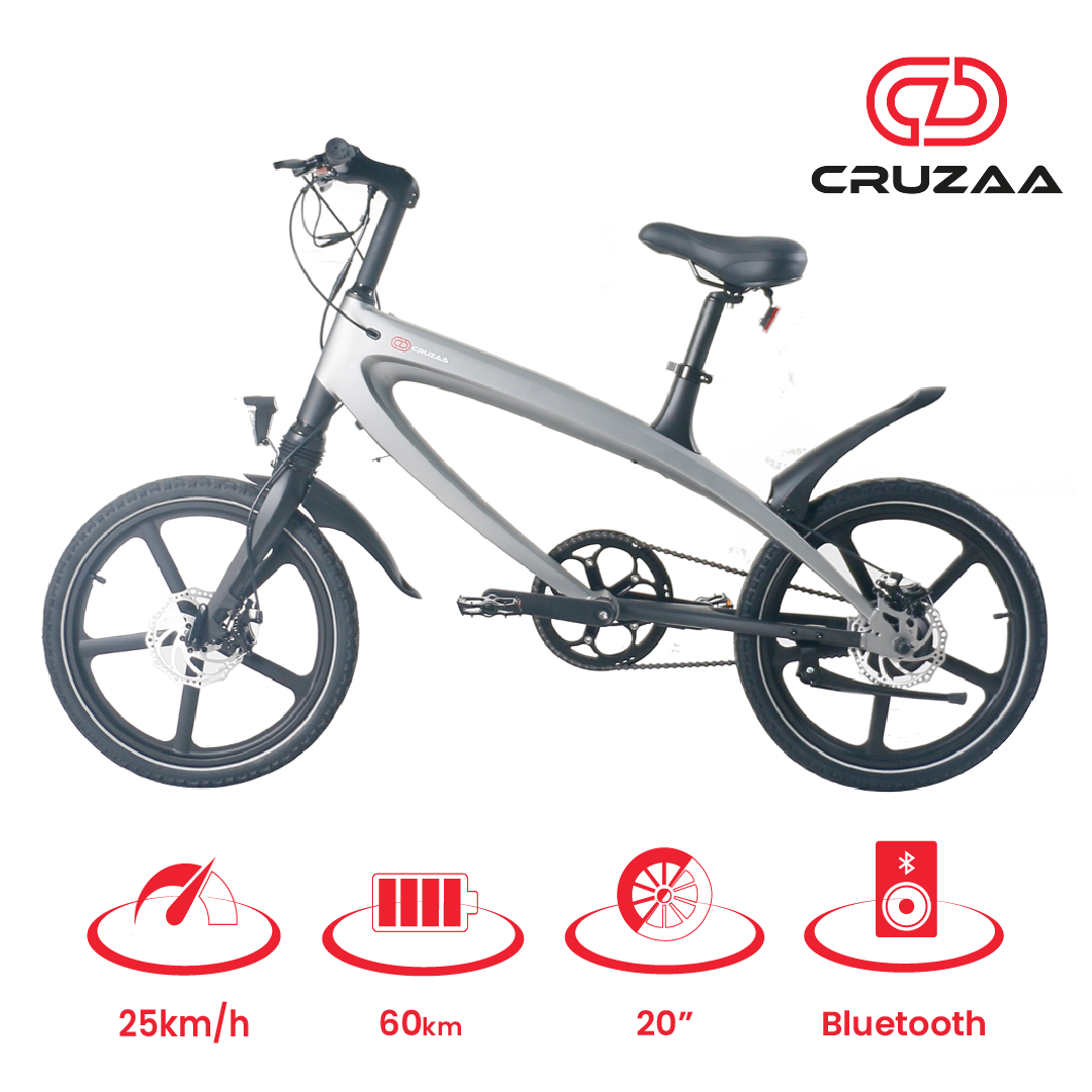 The Official Gun Metal Grey E-Bike with Built-in Speakers & Bluetooth (Range up to 60km)