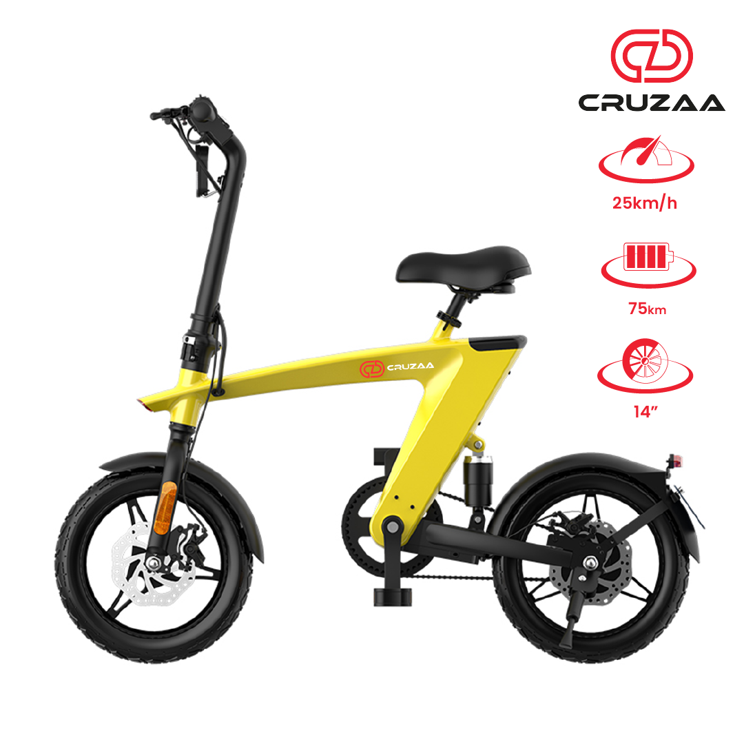 The Max foldable E-Bike Solarbeam Yellow  Range 35km - Top Speed 25km/h