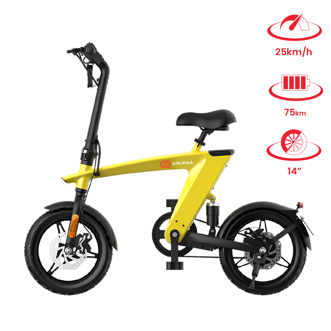 The Max foldable E-Bike Solarbeam Yellow Range 35km - Top Speed 25km/h