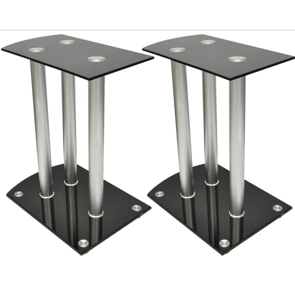 Aluminum Speaker Stands 2 pcs Black Glass