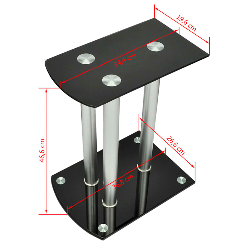 Aluminum Speaker Stands 2 pcs Black Glass