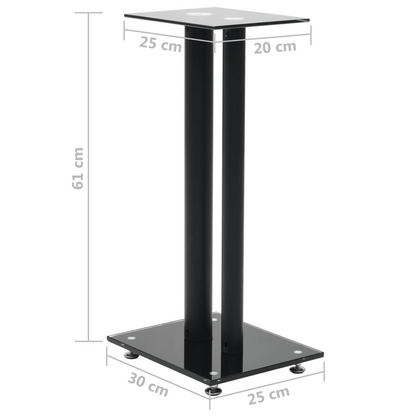 vidaXL Speaker Stands 2 pcs Tempered Glass 2 Pillars Design Black