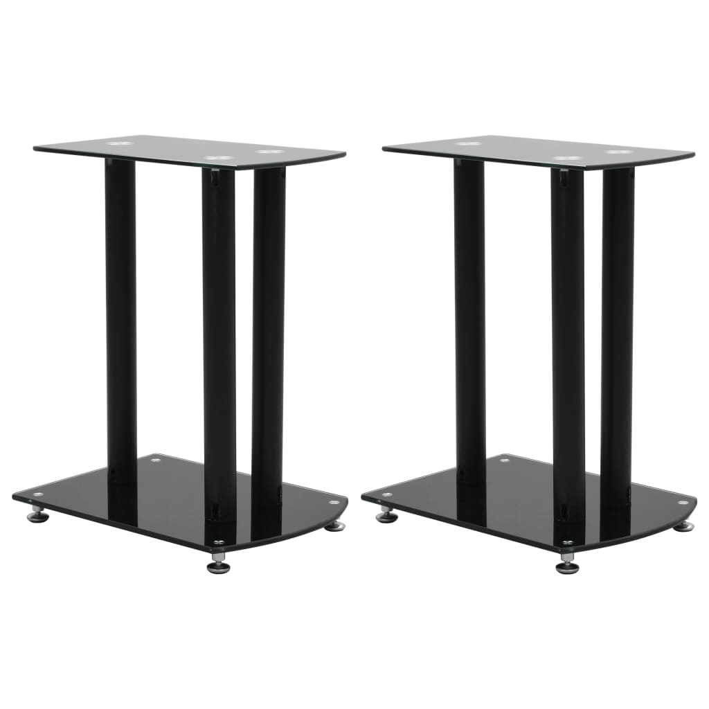 vidaXL Aluminum Speaker Stands 2 pcs Black Safety Glass