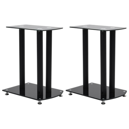 vidaXL Aluminum Speaker Stands 2 pcs Black Safety Glass