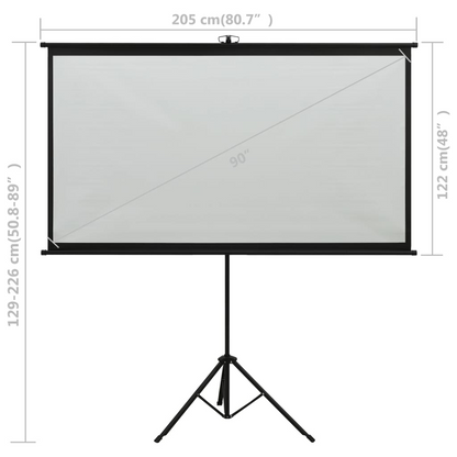 vidaXL Projection Screen with Tripod 90" 16:9