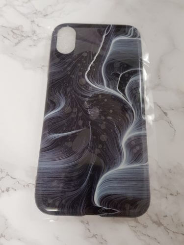 TPU Glossy Marble Black Case - For iPhone X / Xs