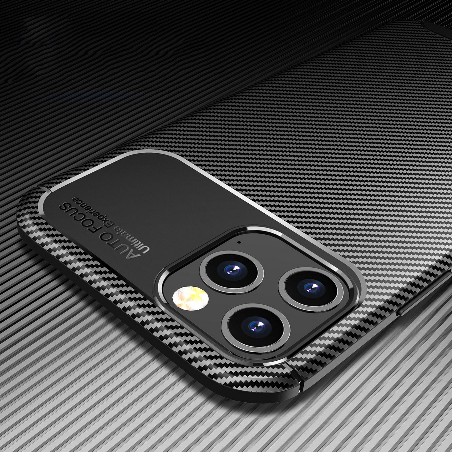 Carbon Fibre TPU Black Case - For iPhone 12 Pro Max