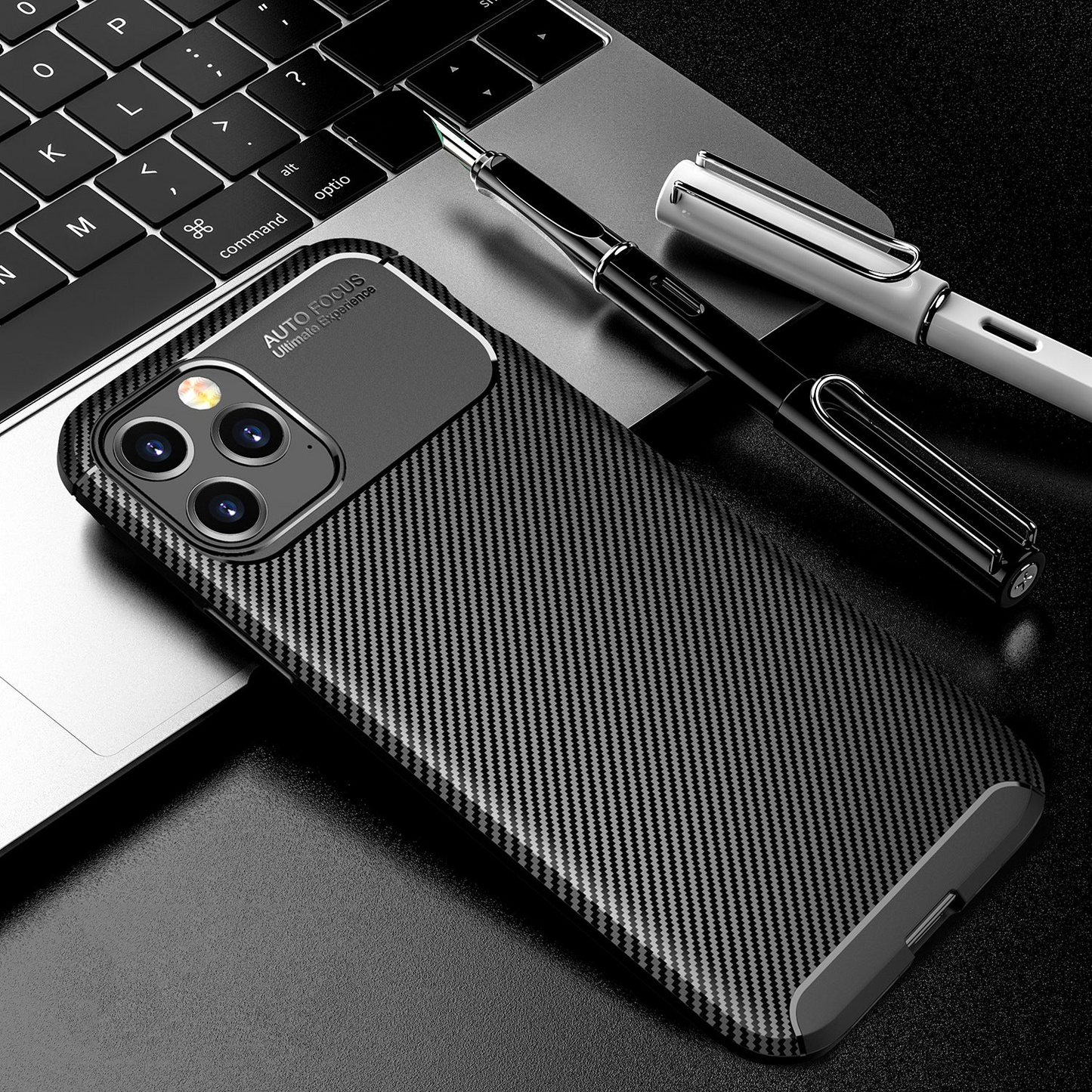 Carbon Fibre TPU Black Case - For iPhone 12 Pro Max