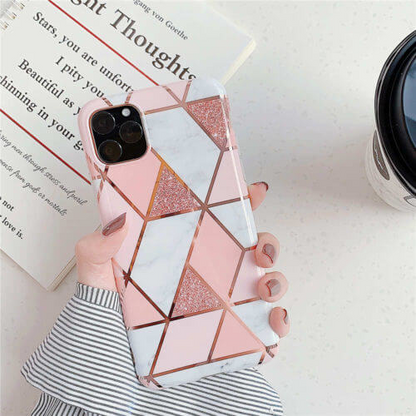 Marble Effect Soft TPU Pink Case - For iPhone 11 Pro