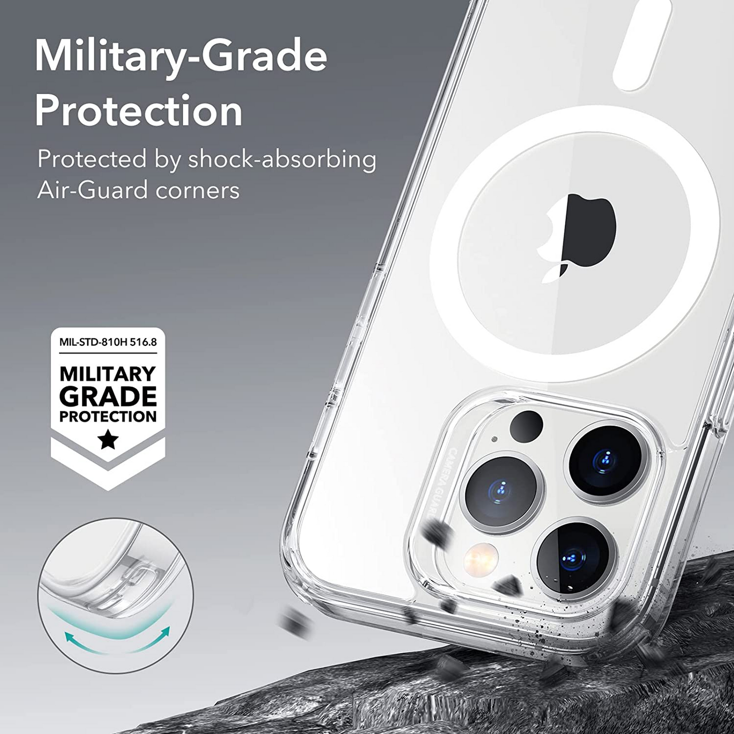 i7 USA Super Magnetic for iPhone 14 Pro Max Case Clear, [Compatible with MagSafe] [Non-Yellowing] Slim Fit Yet Protective Military Grade Shockproof Bumper with Airbag Cover 6.7 inch - Crystal Clear