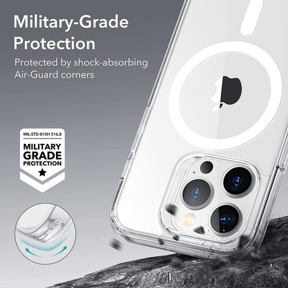 i7 USA Super Magnetic for iPhone 14 Pro Max Case Clear, [Compatible with MagSafe] [Non-Yellowing] Slim Fit Yet Protective Military Grade Shockproof Bumper with Airbag Cover 6.7 inch - Crystal Clear