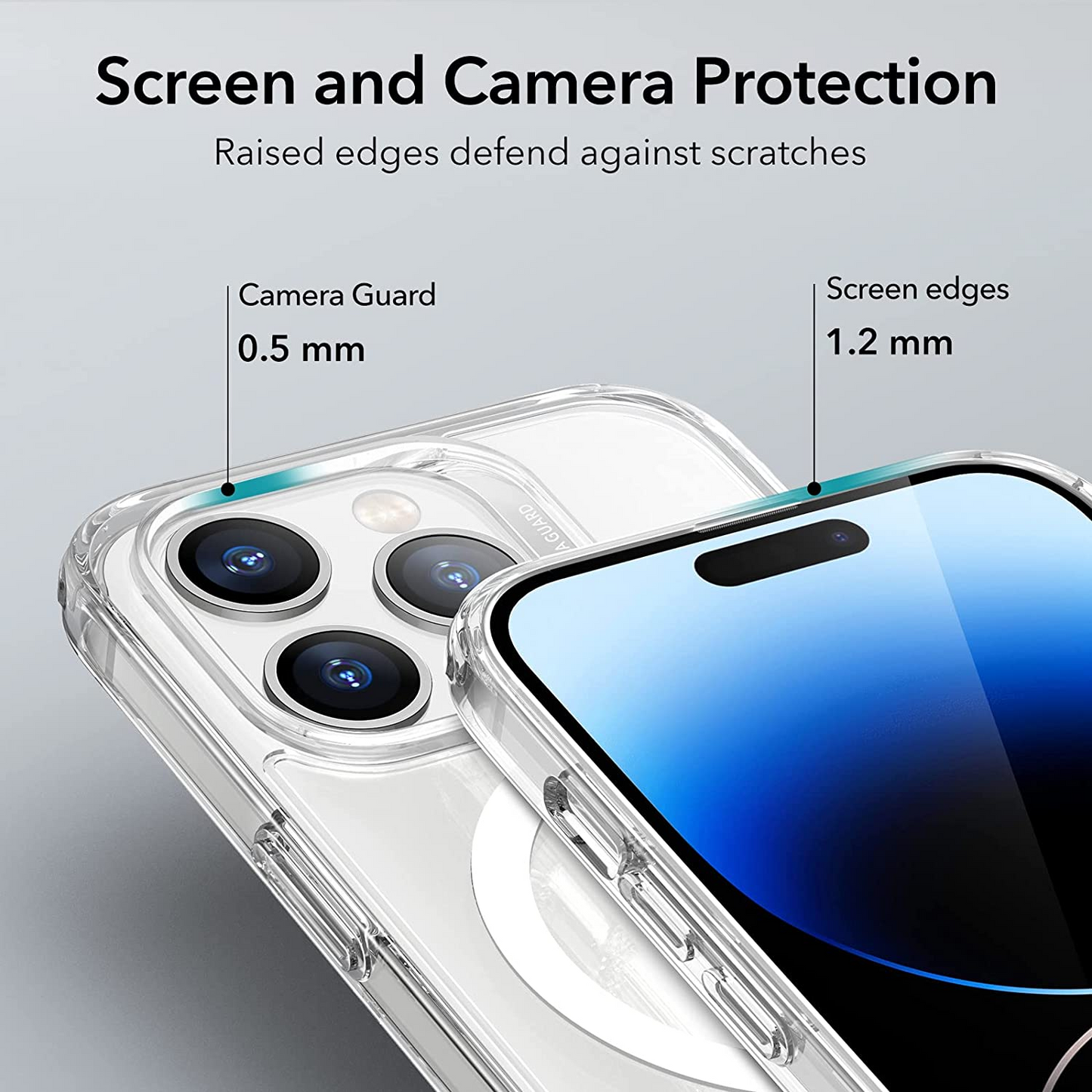 i7 USA Super Magnetic for iPhone 14 Pro Max Case Clear, [Compatible with MagSafe] [Non-Yellowing] Slim Fit Yet Protective Military Grade Shockproof Bumper with Airbag Cover 6.7 inch - Crystal Clear