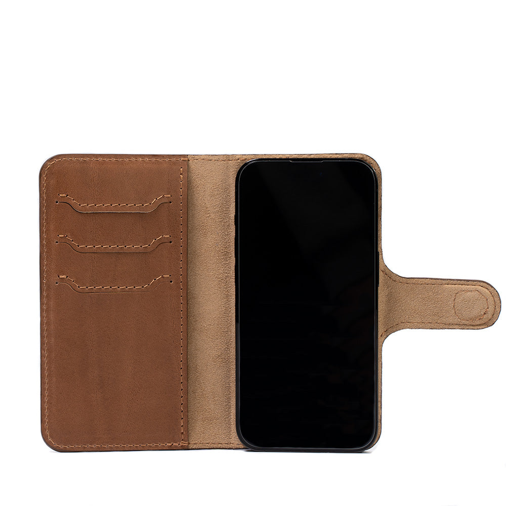 iPhone 14 series Leather MagSafe Folio Case Wallet with Grip