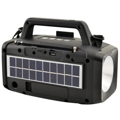 Supersonic Solar Power Speaker with FM Radio & LED Flashlight