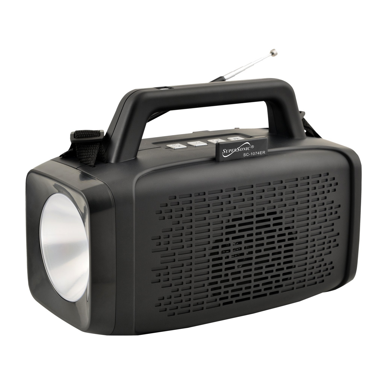 Supersonic Solar Power Speaker with FM Radio & LED Flashlight