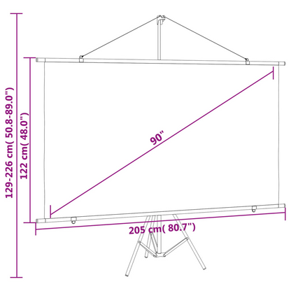 vidaXL Projection Screen with Tripod 90" 16:9