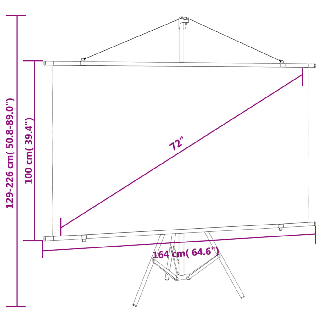 vidaXL Projection Screen with Tripod 72" 16:9