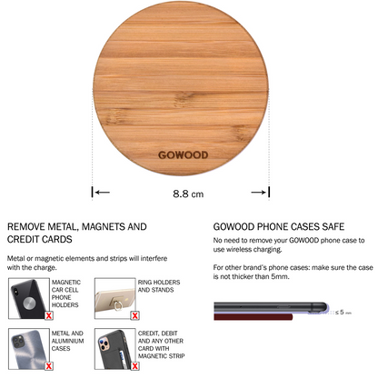 15W Fast Charge Bamboo Wood Wireless Charger