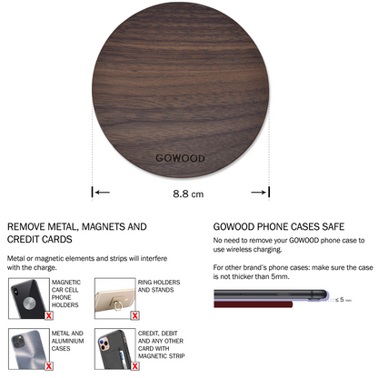 15W Fast Charge Walnut Wood Wireless Charger