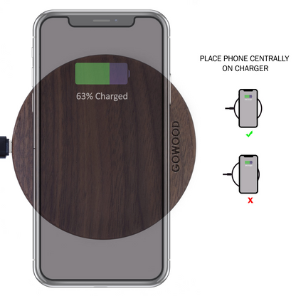 15W Fast Charge Walnut Wood Wireless Charger