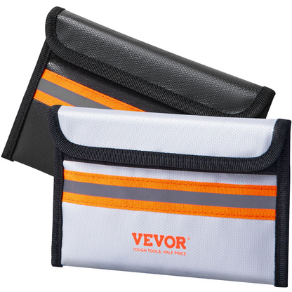 VEVOR Fireproof Document Bag, 2 pcs 8"x5" Fireproof Money Bag 2000℉, Fireproof and Waterproof Bag with Zipper and Reflective Strip, for Money, Documents, Jewelry and Passport