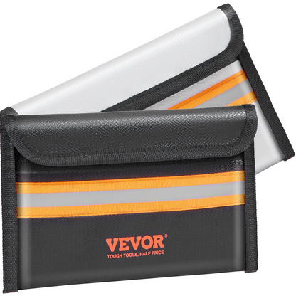 VEVOR Fireproof Document Bag, 2 pcs 8"x5" Fireproof Money Bag 2000℉, Fireproof and Waterproof Bag with Zipper and Reflective Strip, for Money, Documents, Jewelry and Passport