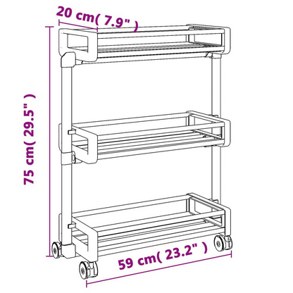 Storage Trolley 23.2"x7.9"x29.5" Aluminum