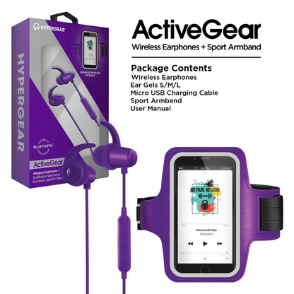 HyperGear ActiveGear Wireless Earphones + Sports Armband