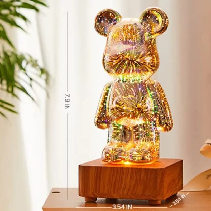 3D Fireworks Bear Night Light Projection