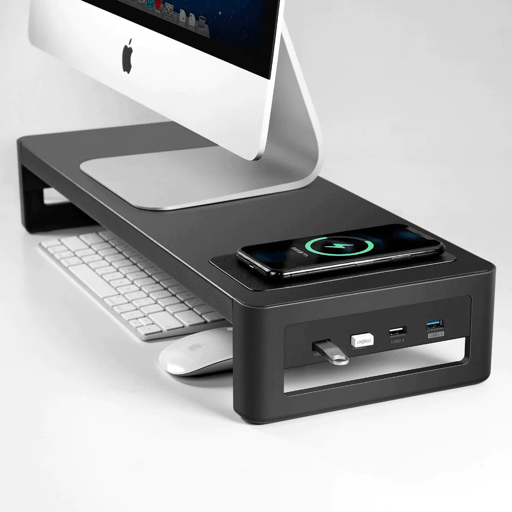 Monitor Stand Desk with 4 USB Ports