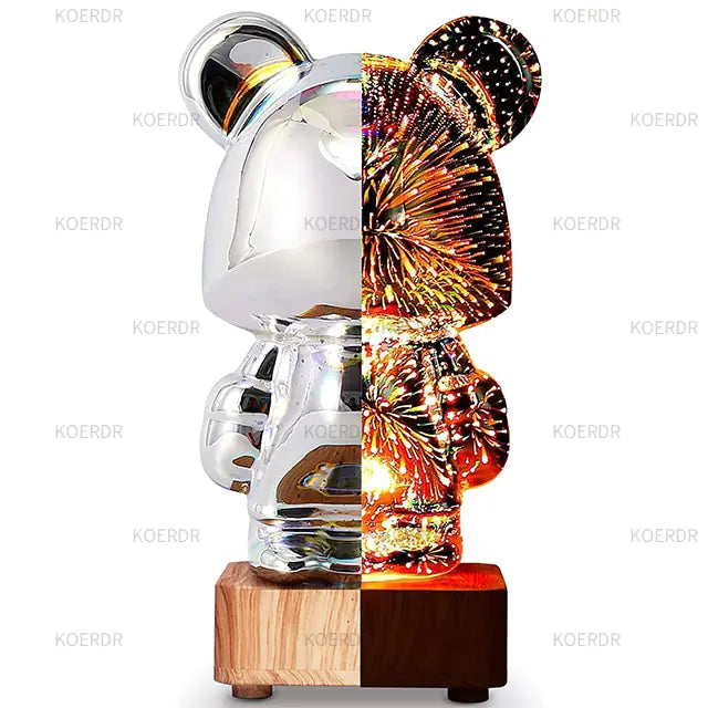 3D Fireworks Bear Night Light Projection